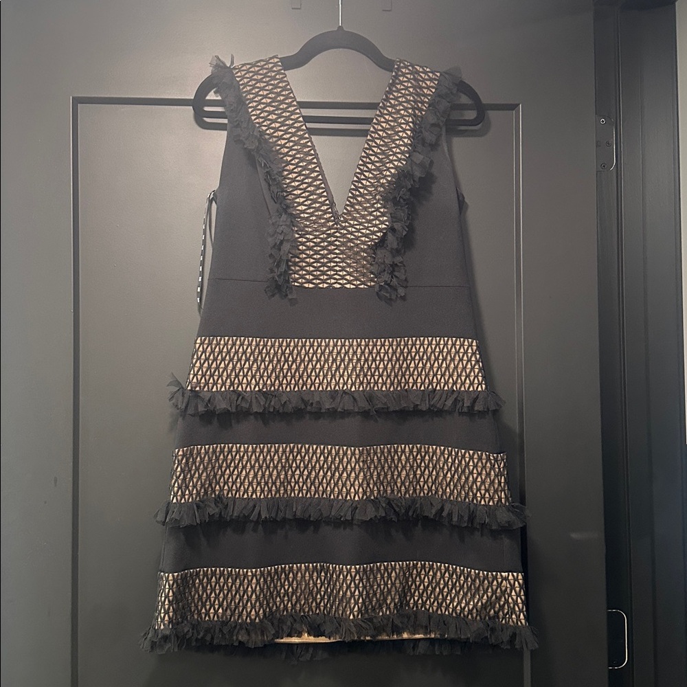 Elegant Black and Cream Mini Dress